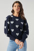 Sweetheart Lurex Puff Sleeve Sweater